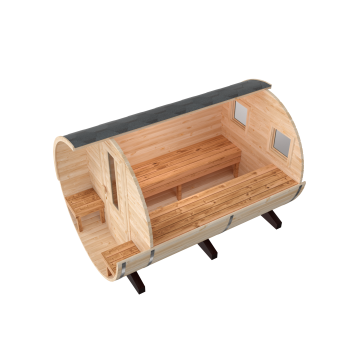 Preview: Fasssauna / Gartensauna / Banja / Round 3,0 m mit Balkon